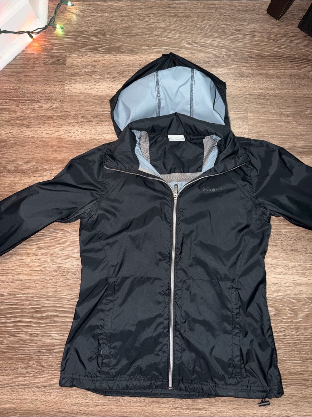 Columbia Black Hooded Rain Jacket